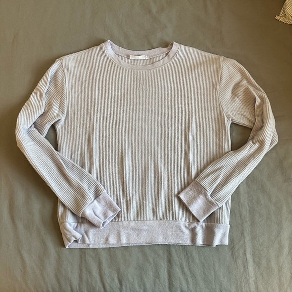 Double Zero brand waffle knit thermal crop lavender - Picture 1 of 4